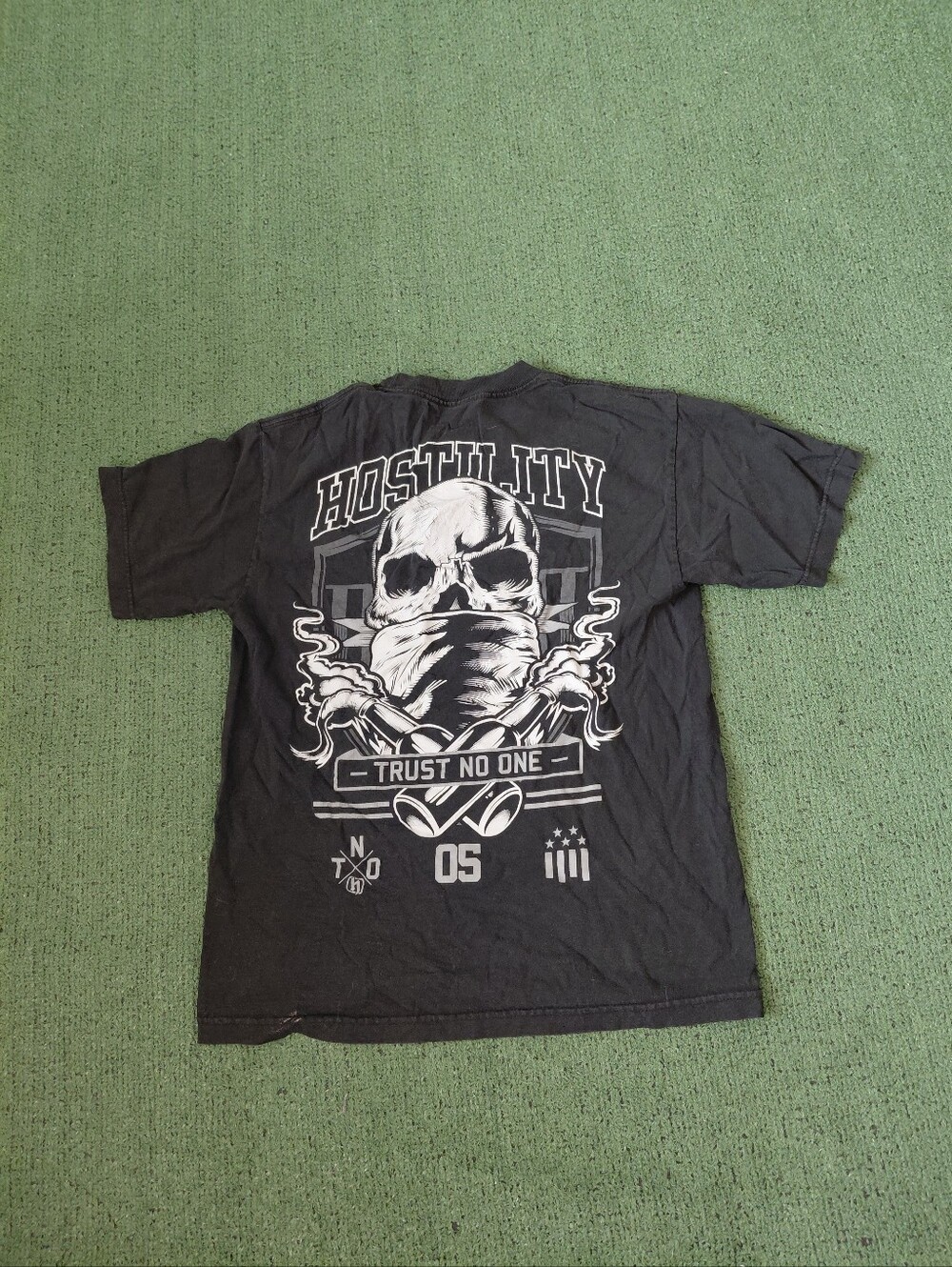 Hostility Trust No One Skull Streetwear Graphic Black T Shirt Sz Medium